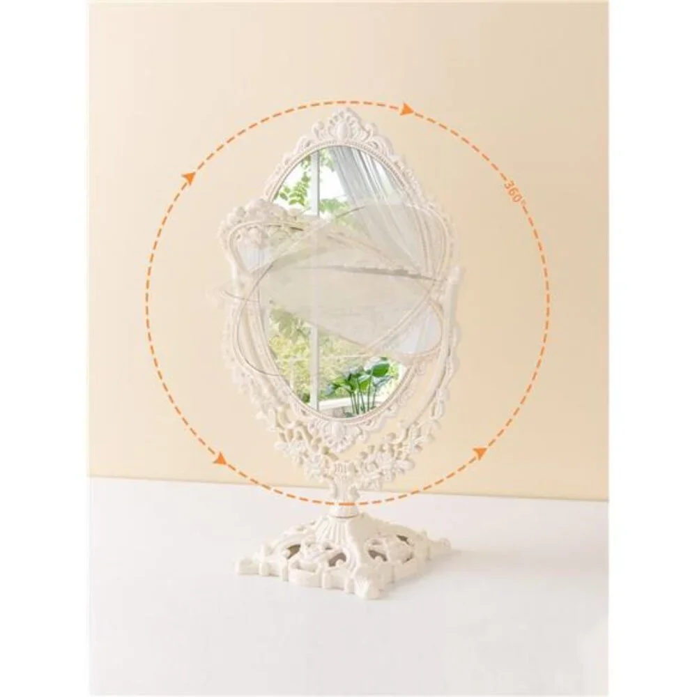 European-style Vintage Double-sided Makeup Mirror, Decor for Bedroom Bathroom